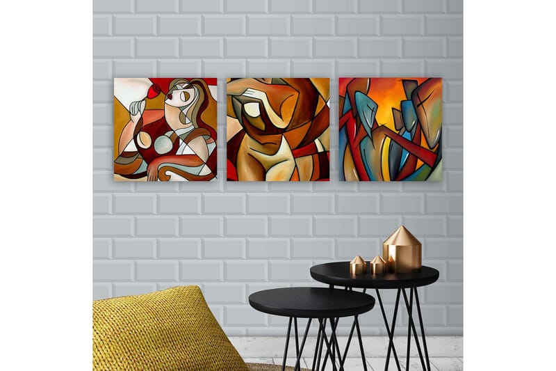 Dekorativ Canvasbillede 3-Dele 30x30 cm - Flerfarvet - Boligtilbehør - Billeder & kunst - Billeder på lærred
