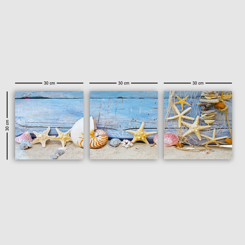 Dekorativ Canvasbillede 3-Dele 30x30 cm - Flerfarvet - Boligtilbehør - Billeder & kunst - Billeder på lærred