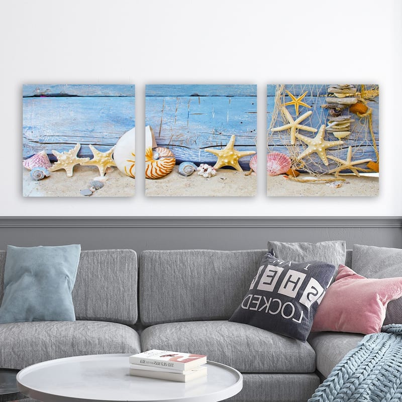 Dekorativ Canvasbillede 3-Dele 30x30 cm - Flerfarvet - Boligtilbehør - Billeder & kunst - Billeder på lærred
