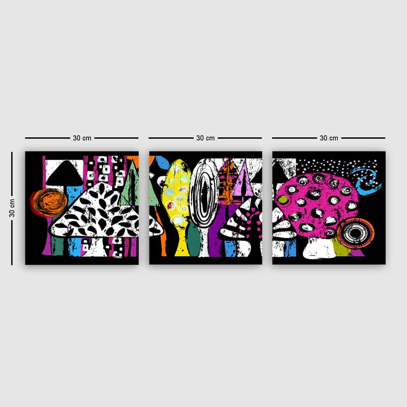 Dekorativ Canvasbillede 3-Dele 30x30 cm - Flerfarvet - Boligtilbehør - Billeder & kunst - Billeder på lærred