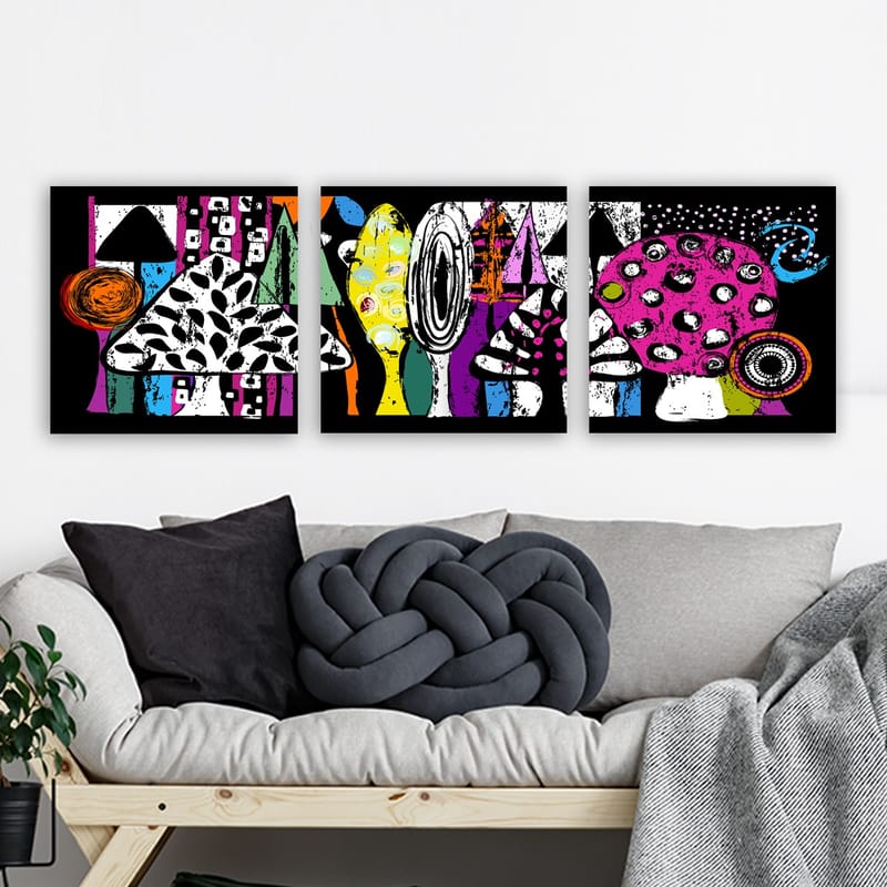 Dekorativ Canvasbillede 3-Dele 30x30 cm - Flerfarvet - Boligtilbehør - Billeder & kunst - Billeder på lærred