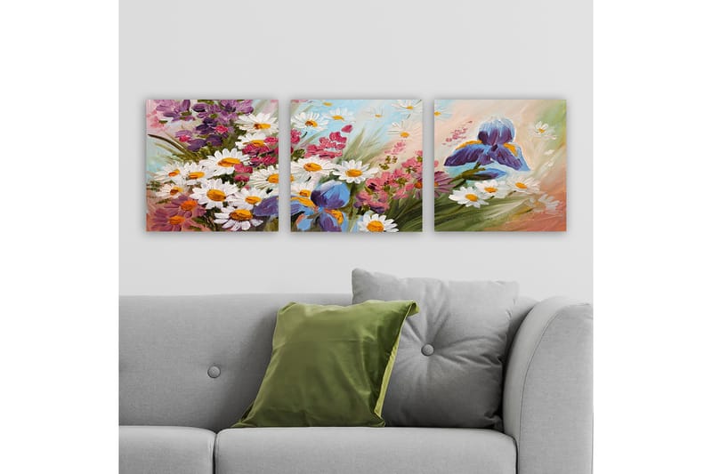 Dekorativ Canvasbillede 3-Dele 30x30 cm - Flerfarvet - Boligtilbehør - Billeder & kunst - Billeder på lærred