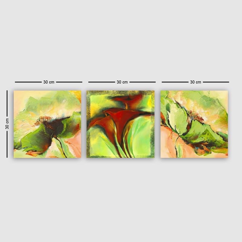 Dekorativ Canvasbillede 3-Dele 30x30 cm - Flerfarvet - Boligtilbehør - Billeder & kunst - Billeder på lærred