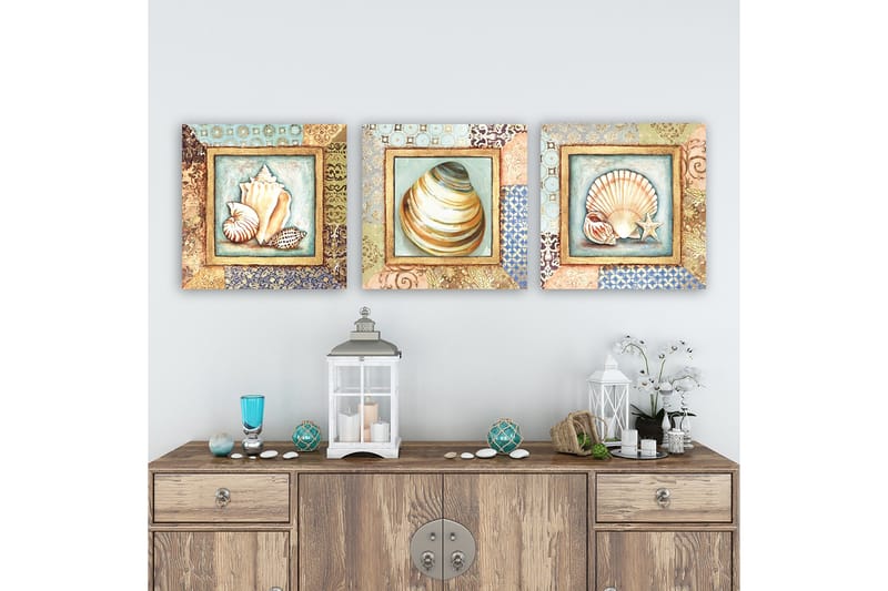 Dekorativ Canvasbillede 3-Dele 30x30 cm - Flerfarvet - Boligtilbehør - Billeder & kunst - Billeder på lærred