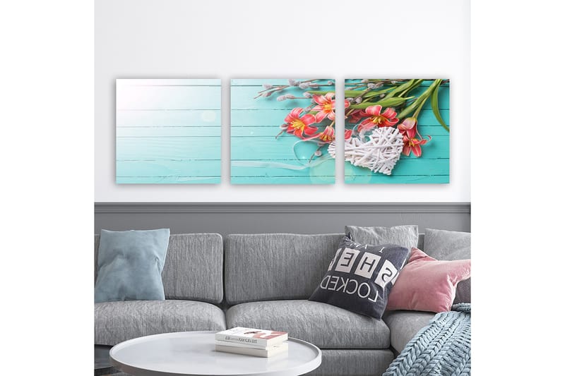 Dekorativ Canvasbillede 3-Dele 30x30 cm - Flerfarvet - Boligtilbehør - Billeder & kunst - Billeder på lærred
