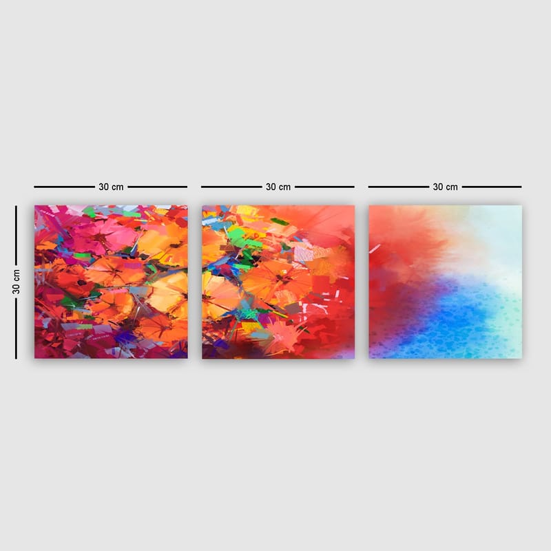 Dekorativ Canvasbillede 3-Dele 30x30 cm - Flerfarvet - Boligtilbehør - Billeder & kunst - Billeder på lærred