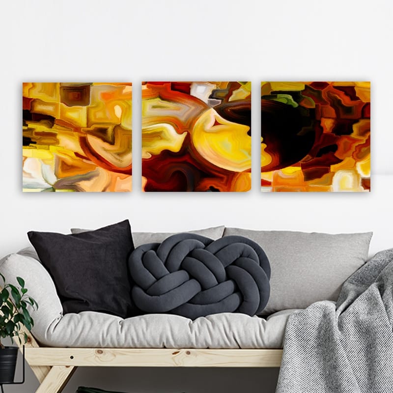 Dekorativ Canvasbillede 3-Dele 30x30 cm - Flerfarvet - Boligtilbehør - Billeder & kunst - Billeder på lærred