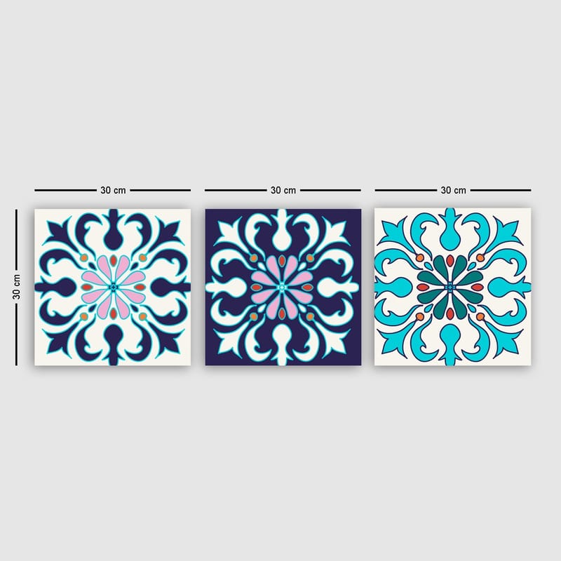 Dekorativ Canvasbillede 3-Dele 30x30 cm - Flerfarvet - Boligtilbehør - Billeder & kunst - Billeder på lærred