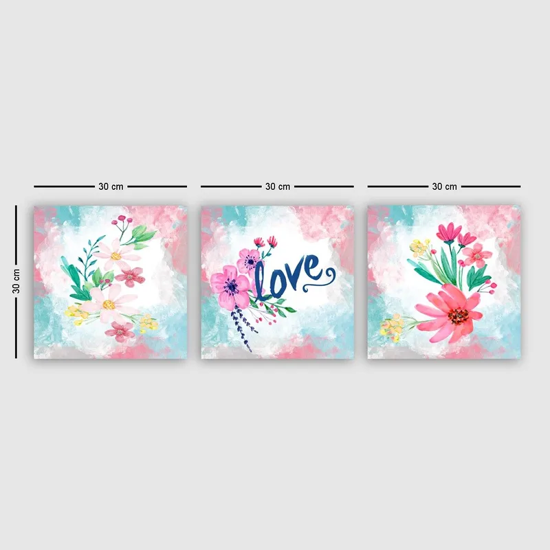 Dekorativ Canvasbillede 3-Dele 30x30 cm, Flerfarvet