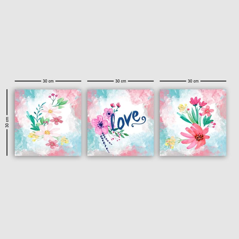 Dekorativ Canvasbillede 3-Dele 30x30 cm, Flerfarvet