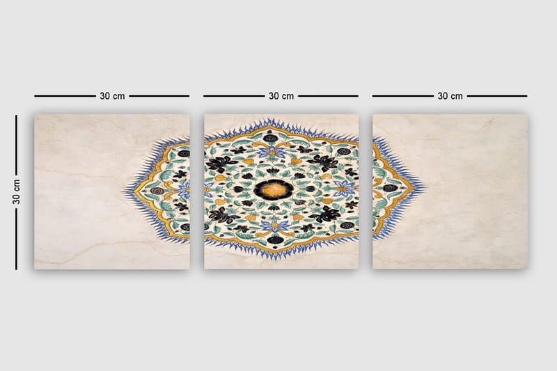 Dekorativ Canvasbillede 3-Dele 30x30 cm - Flerfarvet - Boligtilbehør - Billeder & kunst - Billeder på lærred