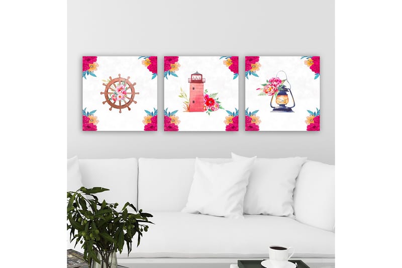 Dekorativ Canvasbillede 3-Dele 30x30 cm, Flerfarvet