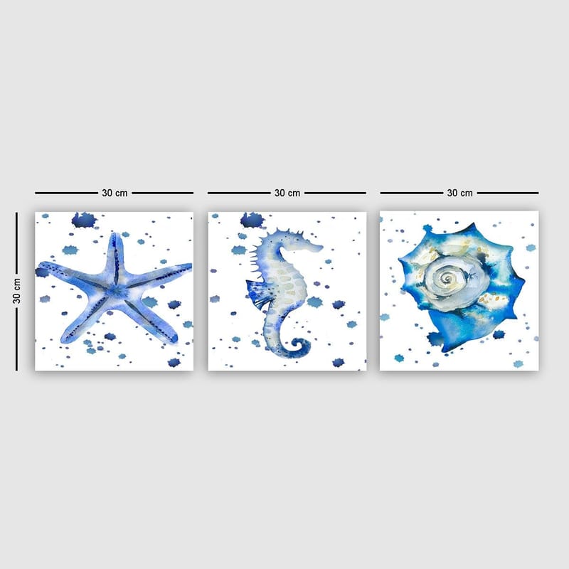 Dekorativ Canvasbillede 3-Dele 30x30 cm, Flerfarvet