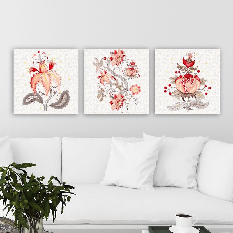 Dekorativ Canvasbillede 3-Dele 30x30 cm, Flerfarvet