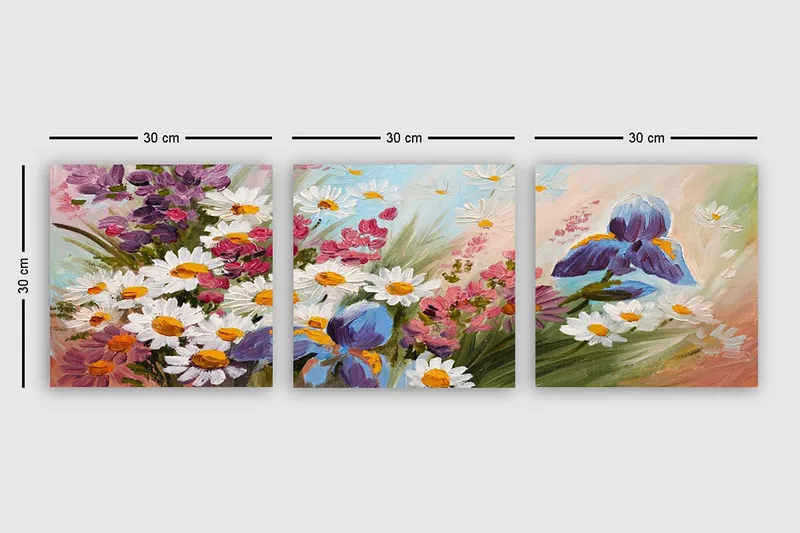 Dekorativ Canvasbillede 3-Dele 30x30 cm - Flerfarvet - Boligtilbehør - Billeder & kunst - Billeder på lærred