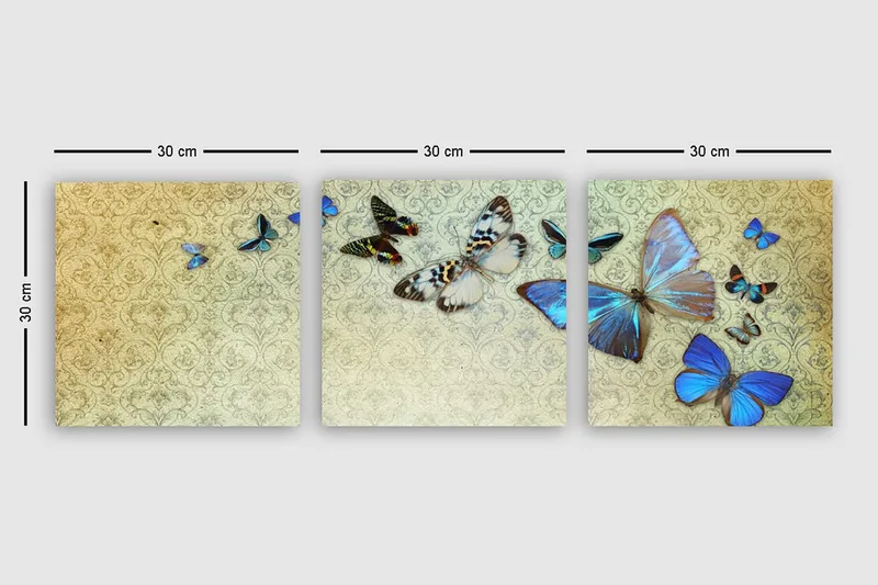 Dekorativ Canvasbillede 3-Dele 30x30 cm - Flerfarvet - Boligtilbehør - Billeder & kunst - Billeder på lærred