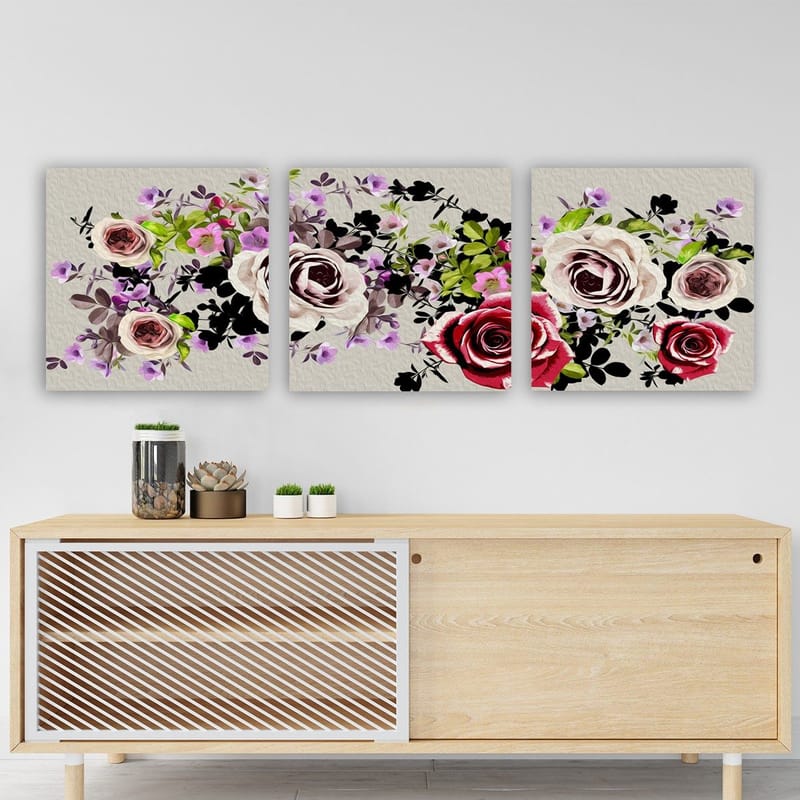 Dekorativ Canvasbillede 3-Dele 30x30 cm, Flerfarvet