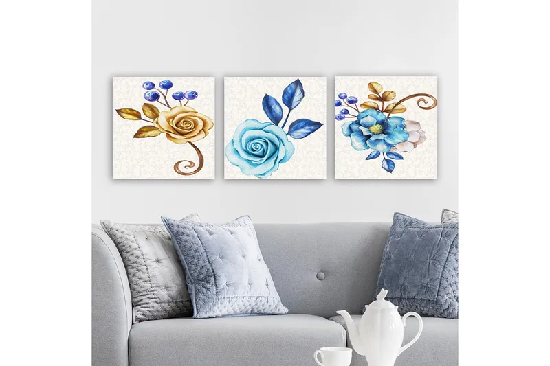 Dekorativ Canvasbillede 3-Dele 30x30 cm, Flerfarvet