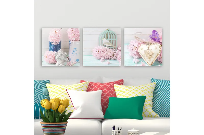 Dekorativ Canvasbillede 3-Dele 30x30 cm, Flerfarvet