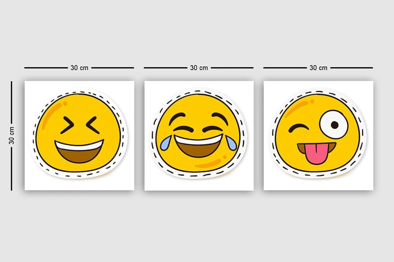 Dekorativ Canvasbillede 3-Dele 30x30 cm - Flerfarvet - Boligtilbehør - Billeder & kunst - Billeder på lærred