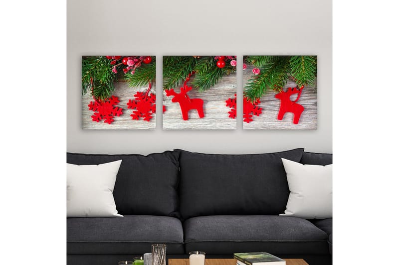 Dekorativ Canvasbillede 3-Dele 30x30 cm, Flerfarvet