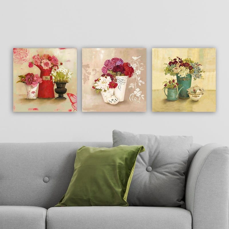 Dekorativ Canvasbillede 3-Dele 30x30 cm - Flerfarvet - Boligtilbehør - Billeder & kunst - Billeder på lærred