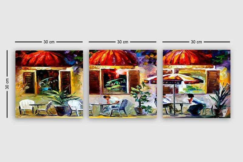 Dekorativ Canvasbillede 3-Dele 30x30 cm - Flerfarvet - Boligtilbehør - Billeder & kunst - Billeder på lærred