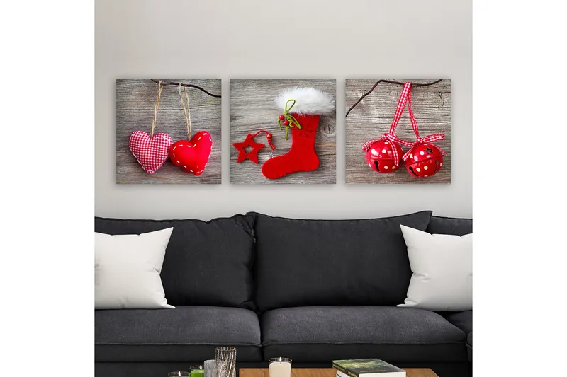 Dekorativ Canvasbillede 3-Dele 30x30 cm, Flerfarvet