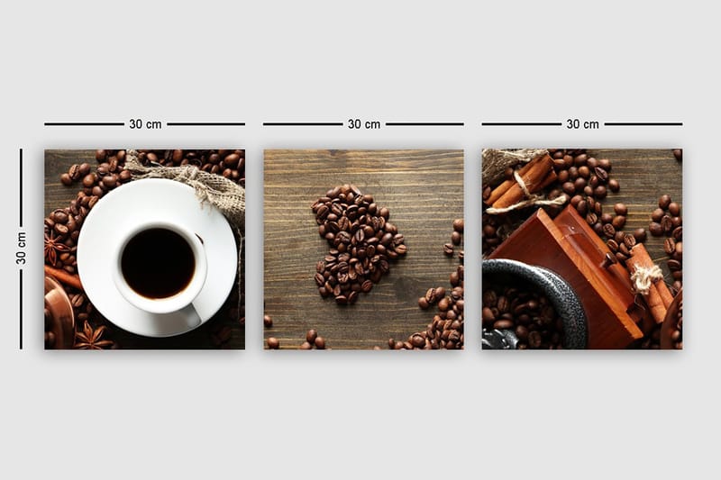 Dekorativ Canvasbillede 3-Dele 30x30 cm - Flerfarvet - Boligtilbehør - Billeder & kunst - Billeder på lærred