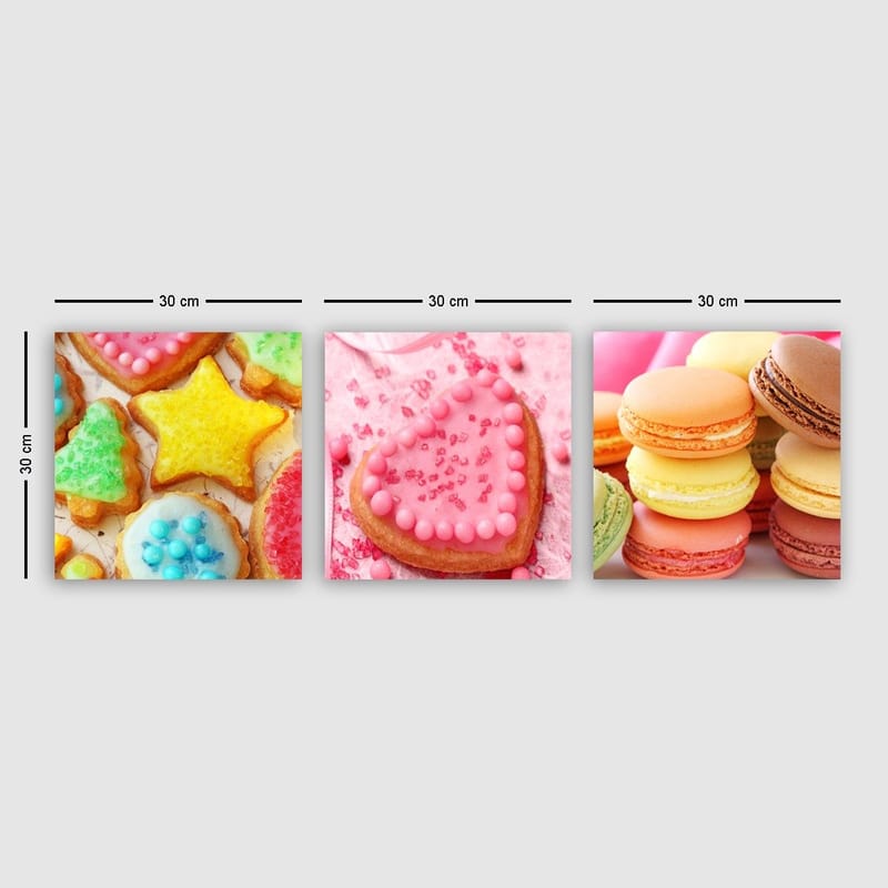 Dekorativ Canvasbillede 3-Dele 30x30 cm, Flerfarvet