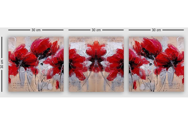 Dekorativ Canvasbillede 3-Dele 30x30 cm - Flerfarvet - Boligtilbehør - Billeder & kunst - Billeder på lærred
