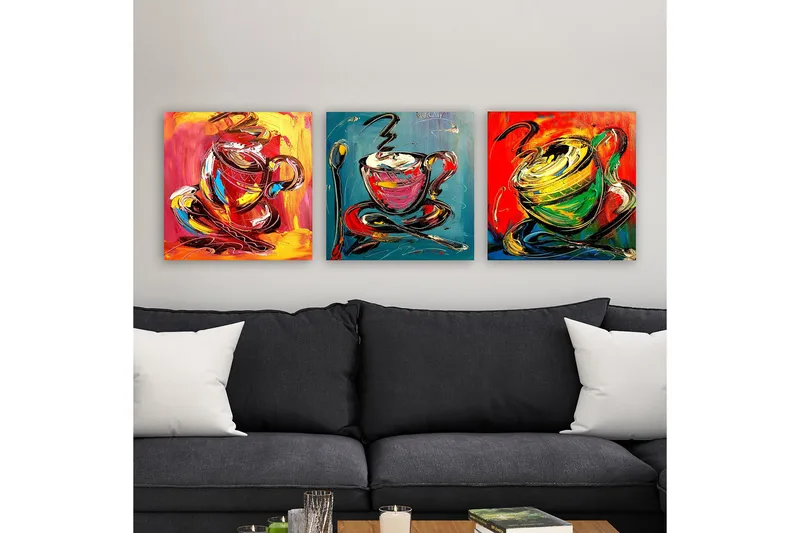 Dekorativ Canvasbillede 3-Dele 30x30 cm, Flerfarvet