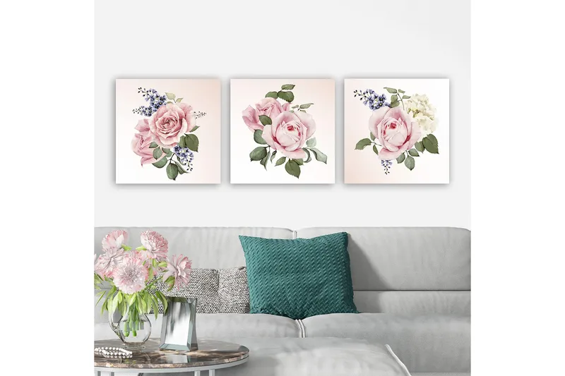 Dekorativ Canvasbillede 3-Dele 30x30 cm, Flerfarvet