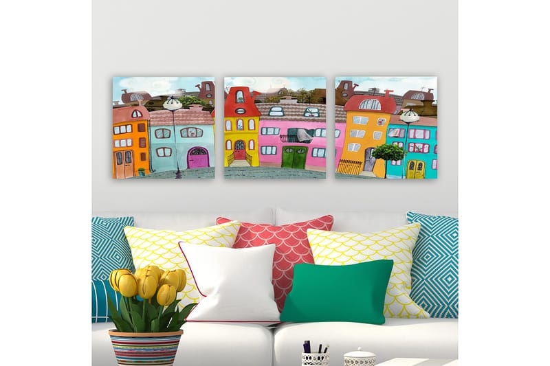 Dekorativ Canvasbillede 3-Dele 30x30 cm, Flerfarvet