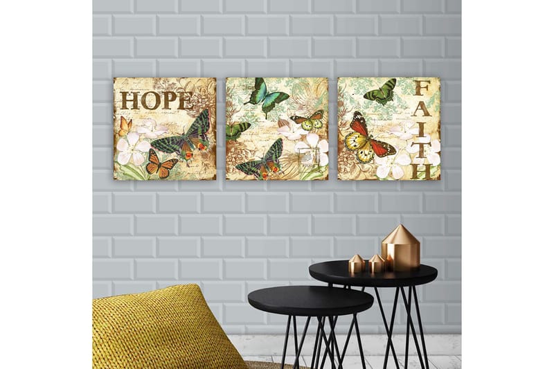 Dekorativ Canvasbillede 3-Dele 30x30 cm, Flerfarvet