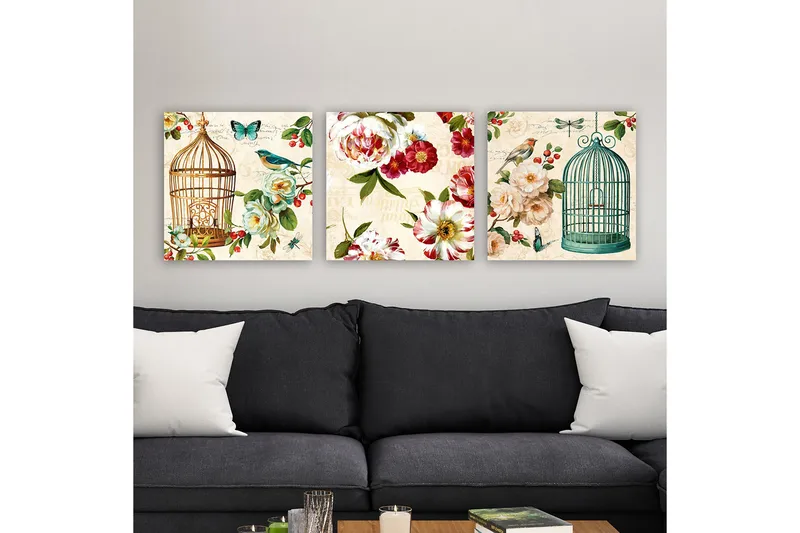 Dekorativ Canvasbillede 3-Dele 30x30 cm, Flerfarvet