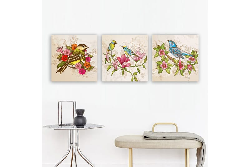 Dekorativ Canvasbillede 3-Dele 30x30 cm, Flerfarvet