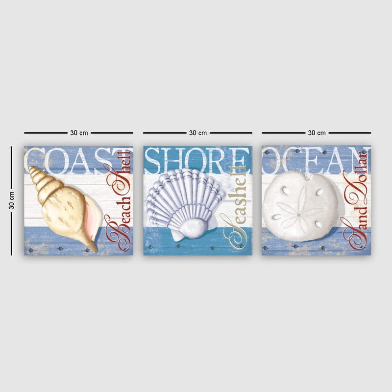 Dekorativ Canvasbillede 3-Dele 30x30 cm, Flerfarvet