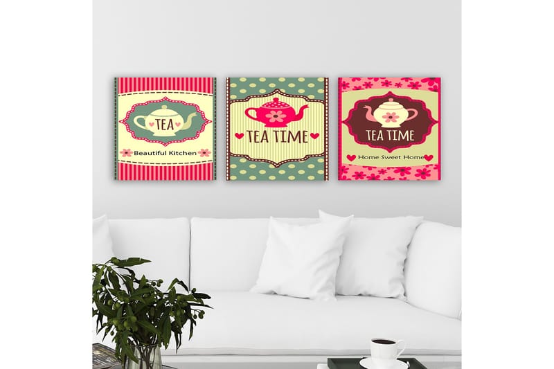 Dekorativ Canvasbillede 3-Dele 30x30 cm, Flerfarvet