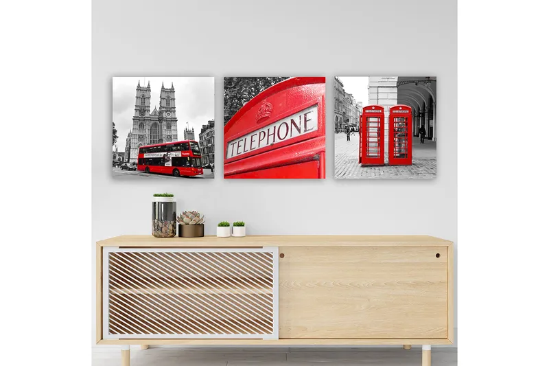 Dekorativ Canvasbillede 3-Dele 30x30 cm, Flerfarvet