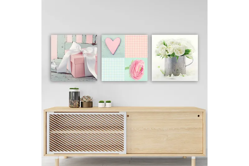 Dekorativ Canvasbillede 3-Dele 30x30 cm, Flerfarvet