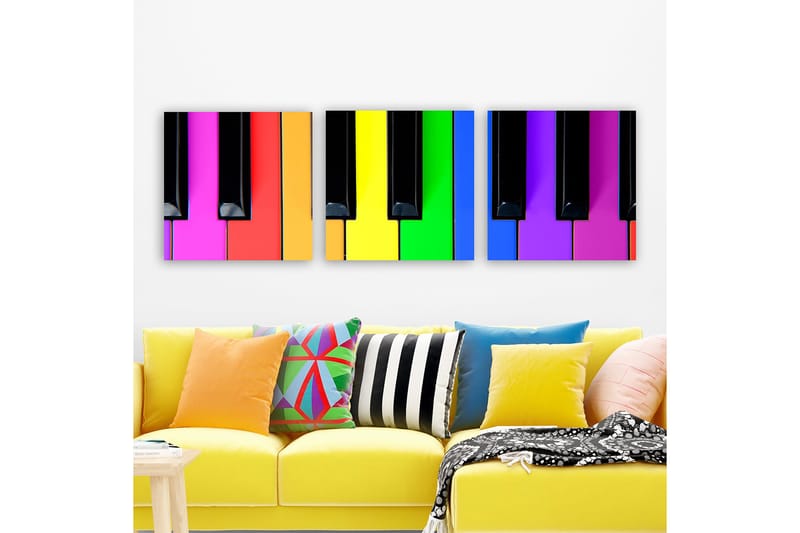 Dekorativ Canvasbillede 3-Dele 30x30 cm, Flerfarvet