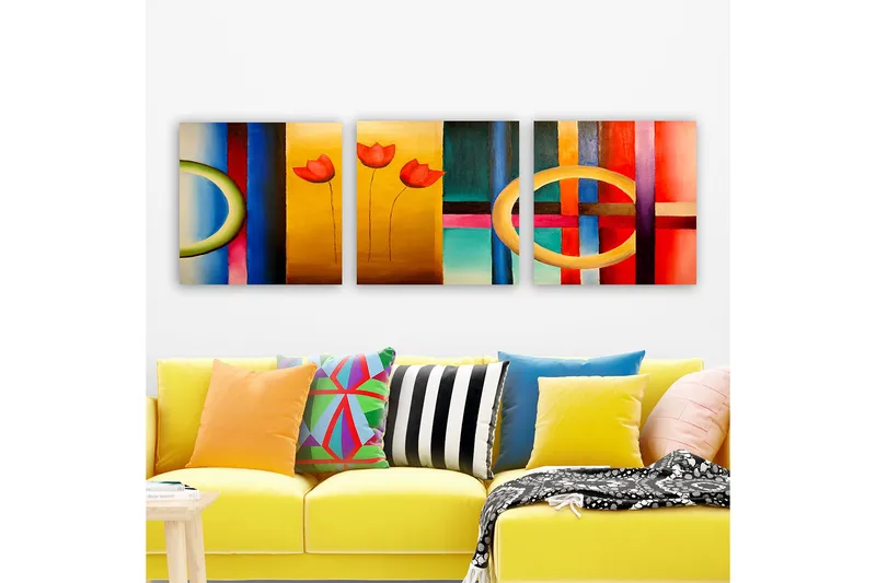 Dekorativ Canvasbillede 3-Dele 30x30 cm, Flerfarvet