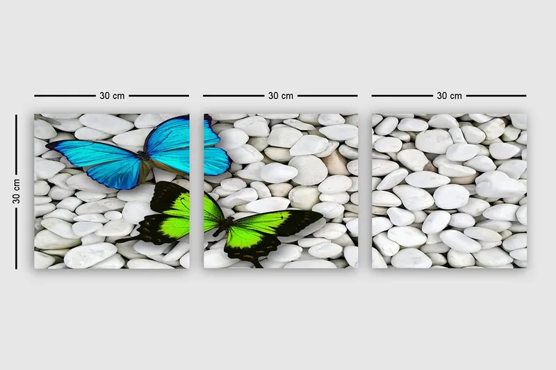 Dekorativ Canvasbillede 3-Dele 30x30 cm - Flerfarvet - Boligtilbehør - Billeder & kunst - Billeder på lærred