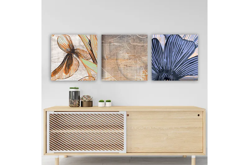 Dekorativ Canvasbillede 3-Dele 30x30 cm, Flerfarvet