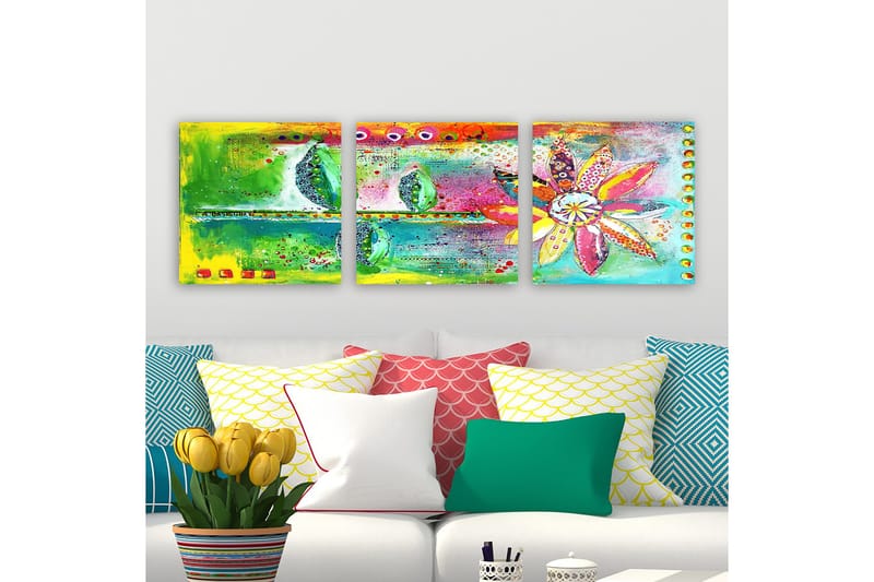 Dekorativ Canvasbillede 3-Dele 30x30 cm, Flerfarvet