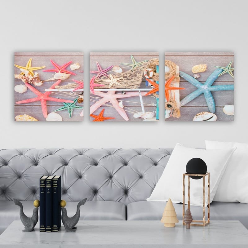 Dekorativ Canvasbillede 3-Dele 30x30 cm - Flerfarvet - Boligtilbehør - Billeder & kunst - Billeder på lærred