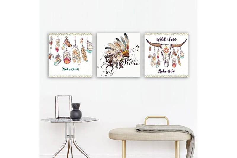 Dekorativ Canvasbillede 3-Dele 30x30 cm, Flerfarvet