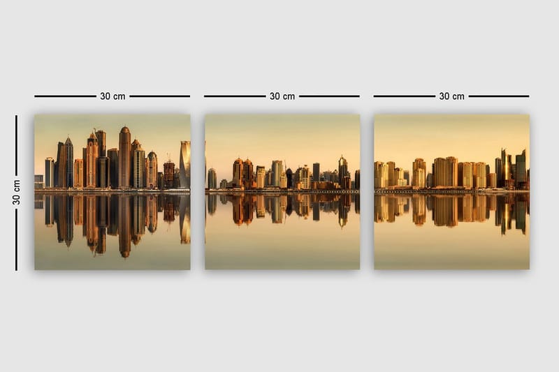 Dekorativ Canvasbillede 3-Dele 30x30 cm - Flerfarvet - Boligtilbehør - Billeder & kunst - Billeder på lærred