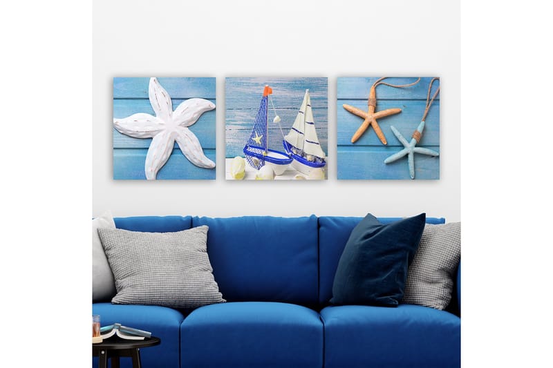 Dekorativ Canvasbillede 3-Dele 30x30 cm, Flerfarvet